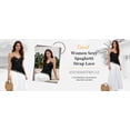 thumbnail image 4 of PUWEI Women's Summer Lace Trim Satin Camisole Spaghetti Strap V Neck Asymmetrical Hem Tank Tops, 4 of 7
