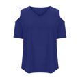 thumbnail image 4 of Odeerbi Womens Tops Dressy Casual Off The Shoulder Tops Loose Short Sleeve V-Neck Solid Blouse T-shirt Tunic Red, 4 of 8