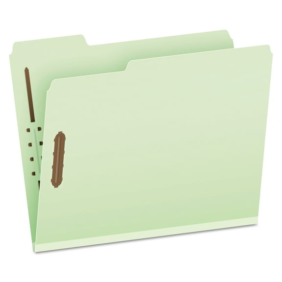 Heavy-Duty Pressboard Folders with Embossed Fasteners, 1/3-Cut Tabs, 2" Expansion, 2 Fasteners, Letter Size, Green, 25/Box | Bundle of 2 Boxes