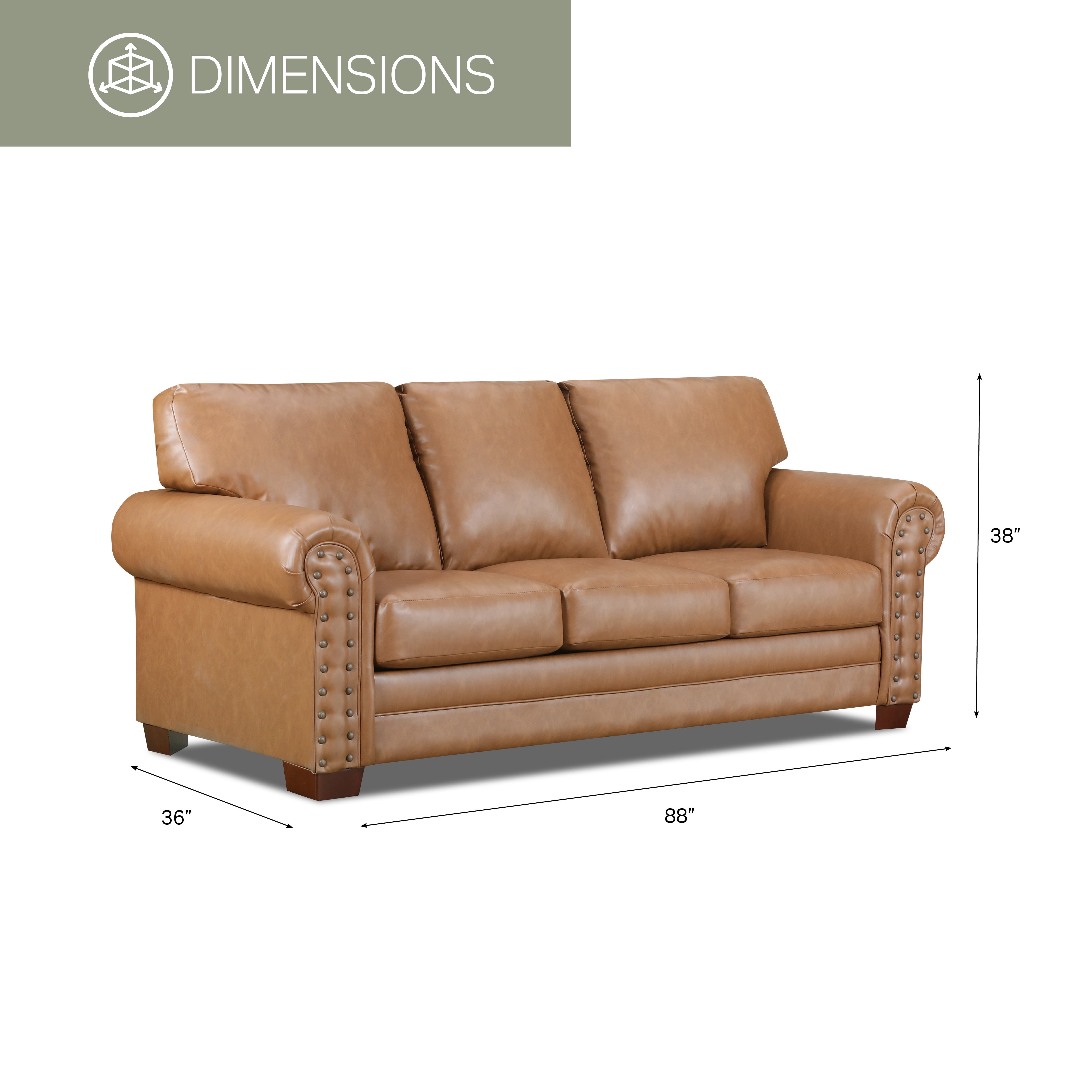 American Furniture Classics Vegan Leather Rolled Arm Sleeper Sofa
