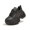 thumbnail image 2 of LUCKY STEP Chunky Sneakers for Women Fashion Platform White Leather Casual Dad Shoes,Black, 2 of 5