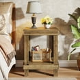 thumbnail image 2 of Tribesigns 2-Tier Square End Table Set of 2, Brown Wooden Side Table with 2 Storage Shelves, 2 of 8