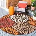 thumbnail image 2 of SAFAVIEH Veranda Kandy Floral Indoor/Outdoor Area Rug, Chocolate/Terracotta, 6'7" x 6'7" Round, 2 of 7