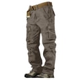 thumbnail image 2 of Dpytoraw Men's Cotton Pocket Overalls Long Pants Thick Pants Loose Wear Solid Color Pants, 2 of 5