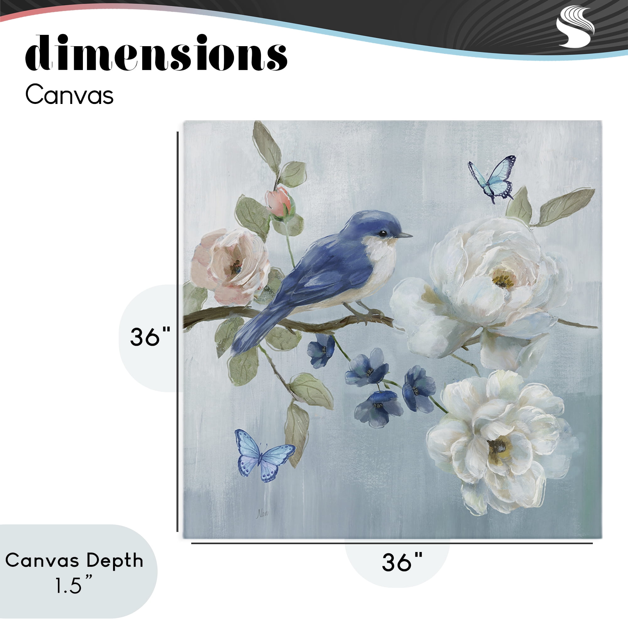 Stupell Industries Blue Bird Tranquility Canvas Wall Art, design by Nan