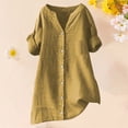 thumbnail image 4 of T Shirts For Women Gold Womens Tops Fashion Loose Button Stand Solid Color Sleeve Collar Casual Pocke Summer Tops, 4 of 7
