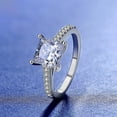 thumbnail image 1 of Anillo de plata de ley 925 para mujer, moda europea y americana, anillo de plata con diamantes anti-reales y cuatro garras de princesa cuadrada, joyería, 1 of 5