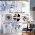 thumbnail image 3 of Blue Flowers and Grey Leaves Shower Curtain Sets,Watercolor Rose Floral Bathroom Curtains,Modern Minimalist Bath Curtain, Waterproof Fabric with 12 Hooks 72x72 Inches, 3 of 6