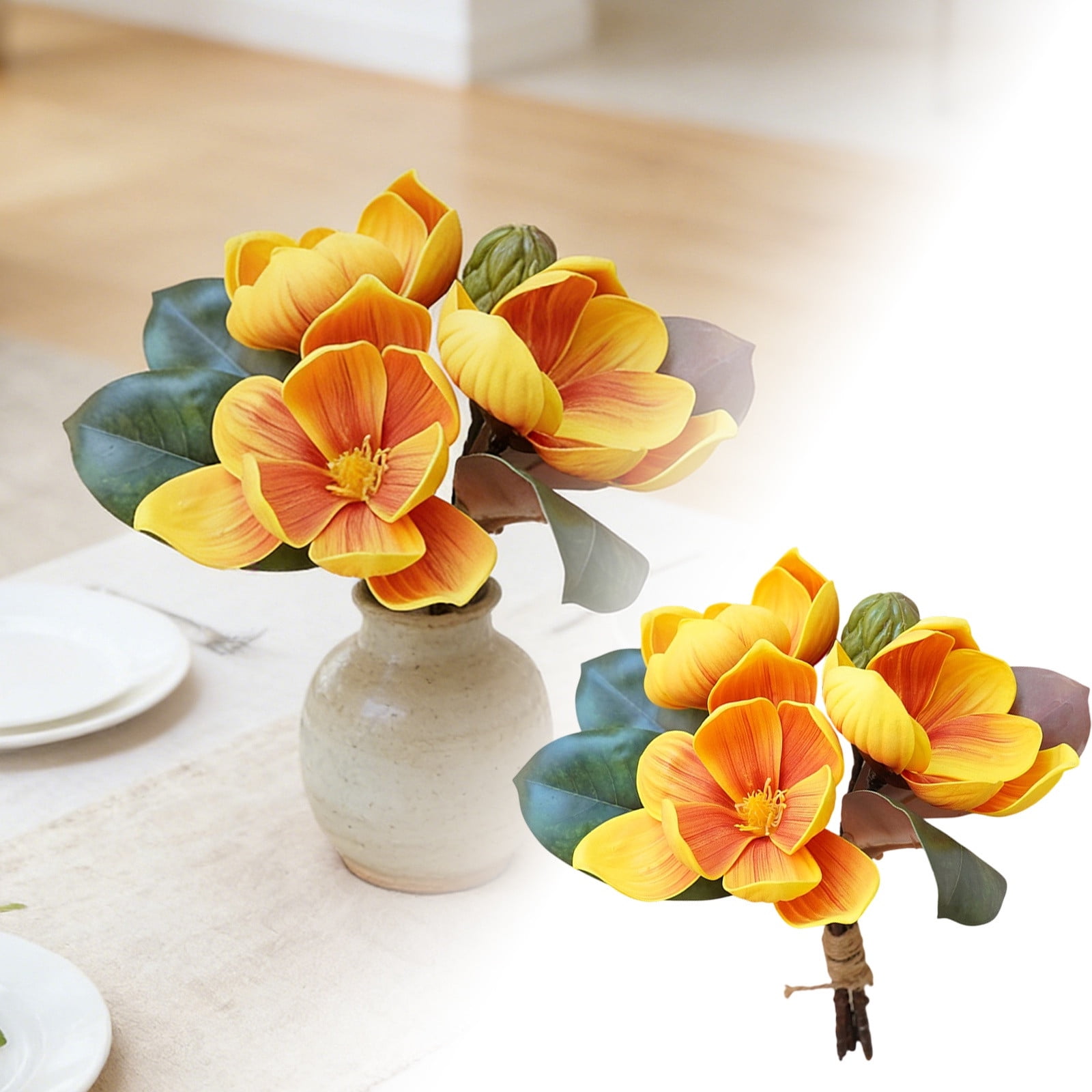 Magnolia Artificial Flower Magnolia Flower Indoor Real Touch Flowers for Home Decor Centerpieces for Tables