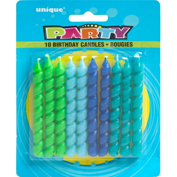 Unique Industries Multi-color Striped Spiral Birthday Candles, (3") 10 Pieces