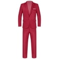 thumbnail image 2 of Yartina Men's Classic Slim Fit Business Tuxedo Outfits Notched Lapel Blazer Vest Trouser Wedding Burgundy XXL, 2 of 7