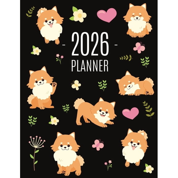 Pomeranian Planner 2026: Funny Small Dog Monthly Agenda January-December Organizer (12 Months) Cute Puppy Scheduler with, (Paperback)
