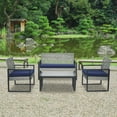 thumbnail image 2 of Segmart Patio Conversation Set for Outdoor, 2025 Upgrade 4-Piece Conversation Furniture Set w/Loveseat Sofa, 2 Single Sofas, Coffee Dining Table and Padded Cushions, Max Weight 705 lbs, Light Gray, 2 of 8