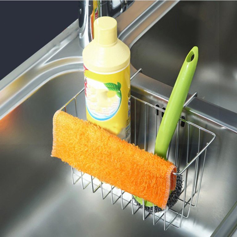 .com: Kitchen Sponge Holder, Dish Brush Holder, Slim Sink  Organization/Draining Basket/Liquid Drai…