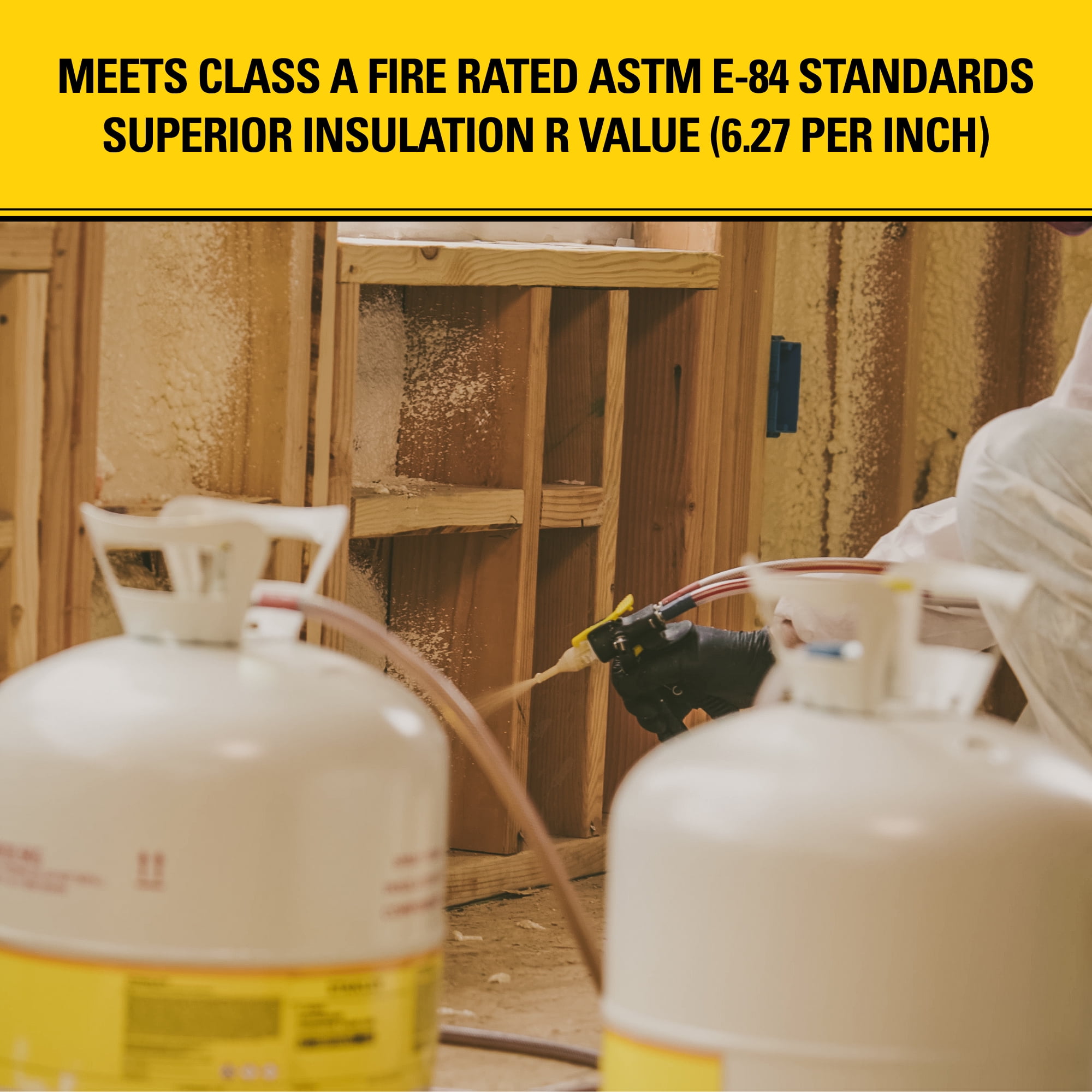 Stanley F994C SuperCoat Canister Spray Foam Insulation Kit (600 Board Feet) - Class A Fire Rated Closed Cell Two-Component Polyurethane Foam - R-6.27 per Inch - Includes Gun & Hose, 1 Pack