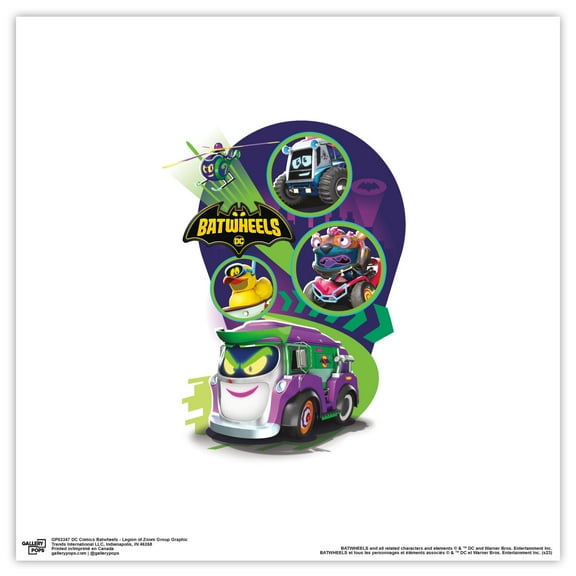 Gallery Pops DC Comics Batwheels - Legion of Zoom Group Graphic Wall Art, Unframed Version, 12" x 12"