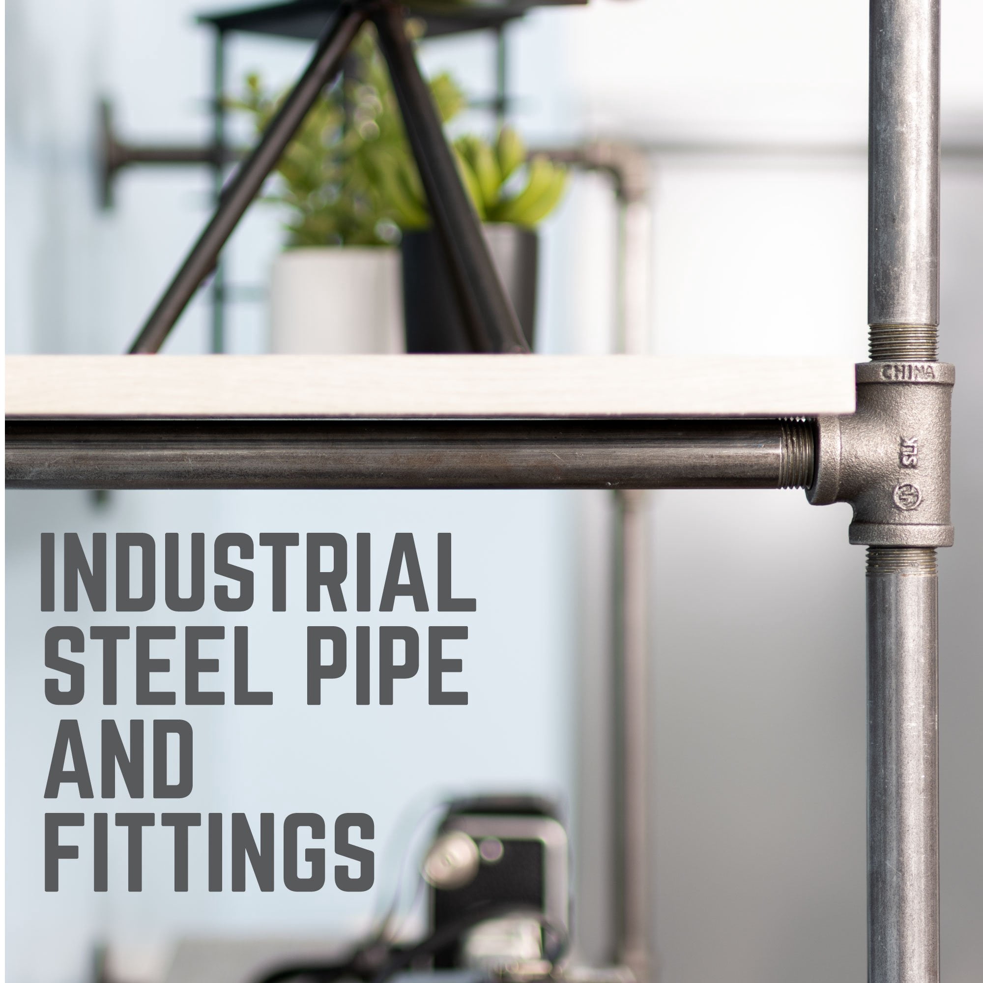 Pipe-Decor.com Rustic Industrial Floating Shelving Distressed Aged Wood and Iron Pipes 2 tier Wall Mounted Hanging Shelf