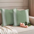 thumbnail image 2 of Dark Sage Green Outdoor Pillow Covers, Waterproof Decorative Throw Pillowcases Set of 2, Farmhouse Sage Green White Striped Couch Cushion Cases with Zipper for Outside Patio Garden Sofa 18"x18", 2 of 9
