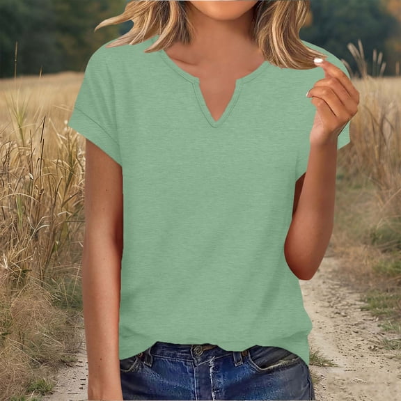 Neewe Womens Summer Tops Casual Short Sleeve V Neck Shirts Business Dressy Work Blouses