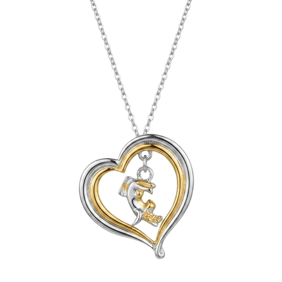 Zenvera fashion - Stainless Steel Heart Pendant Necklace with Couple Embrace Charm for Women, Romantic Love Gift
