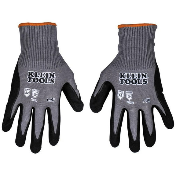 Klein Tools A2 Cut Knit Dipped Gloves, Large, 2Pk