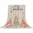thumbnail image 2 of Merry Christmas Tree Throw Flannel Blanket 40x50In Pink Trees Snowflake Winter Vintage Super Soft Cozy Bed Blanket, Lightweight Plush Fuzzy Bed Throw for Bedroom Sofa Couch Living Room, 2 of 4