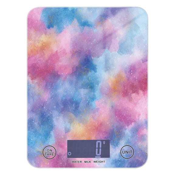 High Precision Digital Kitchen Scale Tempered Glass Food Scale Multifunction Scale Small Kitchen Appliances Watercolor Powder Blue Pattern