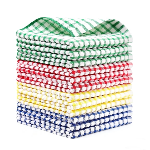 12 Pack Terry Kitchen Dish Cloths, 100% Cotton Dish Towels for Dish Washing, 12 x 12 Inches Super Soft and Absorbent Dish Rags, Quick Drying Dish Towels for Washing Dishes, Mixed Color