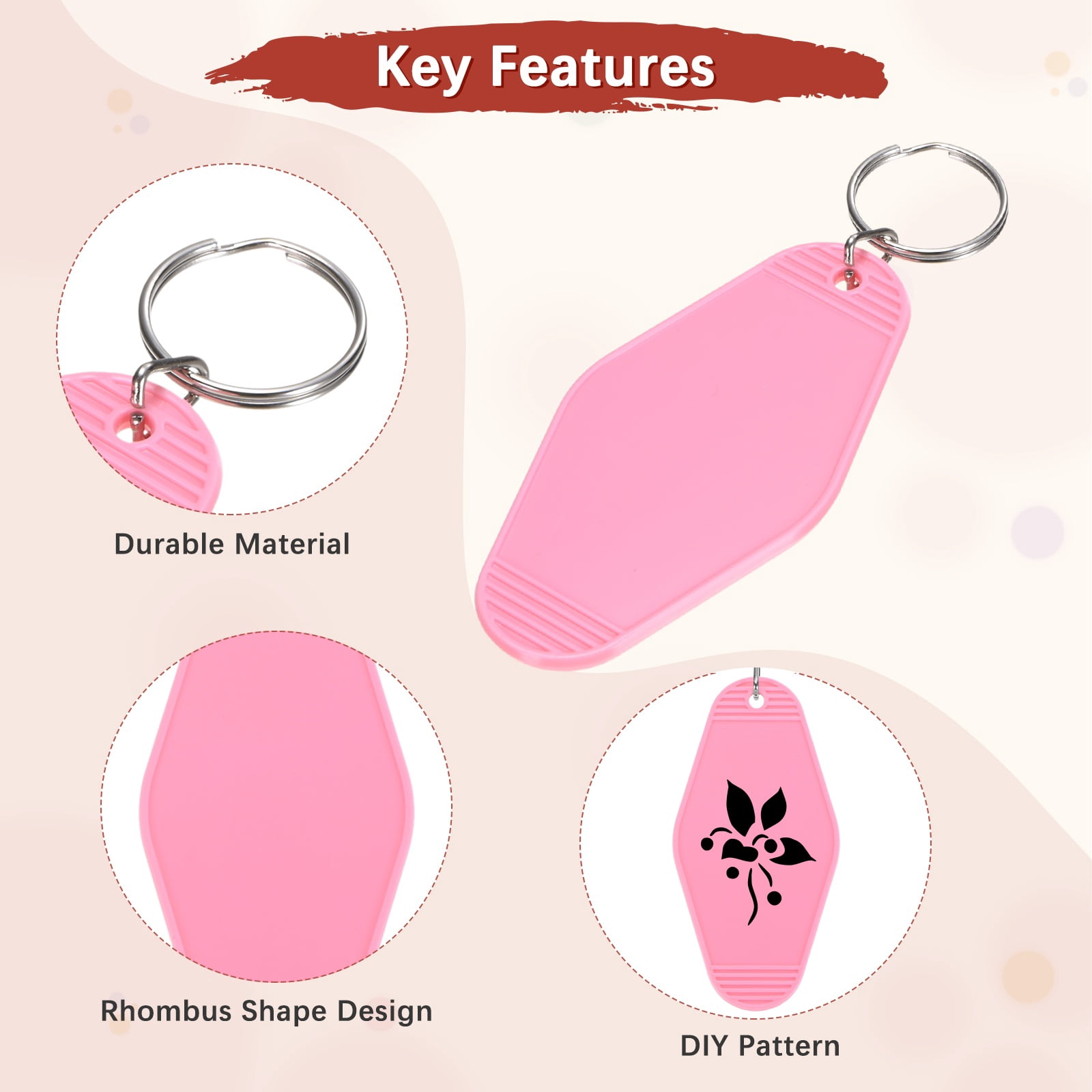 Blank Hotel Keychain Tags [60PCS] - Plastic Rhombus Blank Motel Keychain for Luggage Labels [Mixing 3 Colors - F] Vintage Key Tags