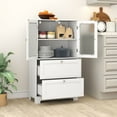 thumbnail image 2 of Gymax Bathroom Floor Storage Cabinet Freestanding Cupboard Pantry w/ 2 Drawers, 2 of 9