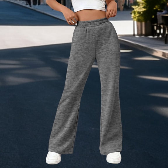 Women's Flare Sweatpants Elastic Waisted Wide Leg Boot Cut Pants with Pockets for Casual Workout Sports Running Business Casual Pants for Women Dark Gray XL