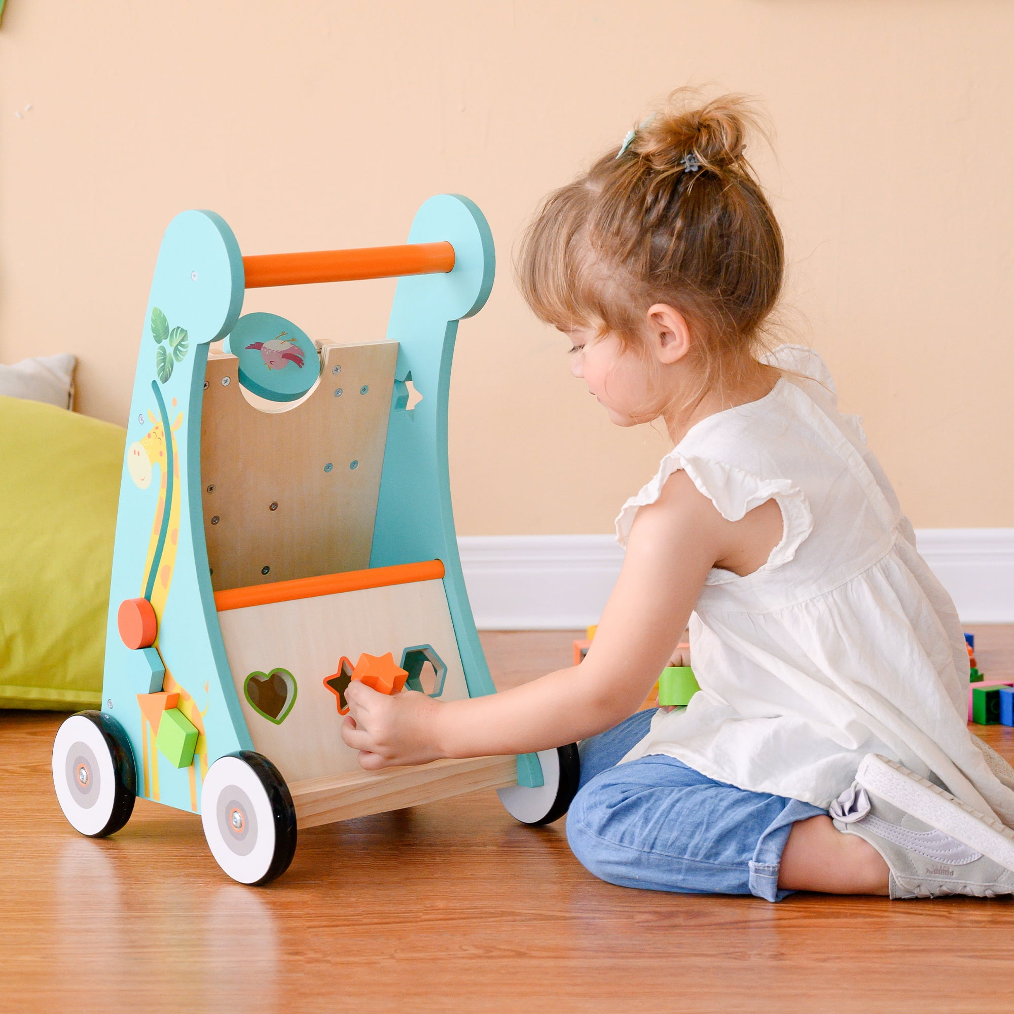 Teamson Kids Preschool Play Lab Safari Animal Toddler Walker & Activity Station