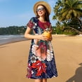 thumbnail image 4 of Rateoe Paisley2 Pattern Women’s Short Sleeve Dress – Casual Elegant Summer A-Line Dress for Everyday Wear, 4 of 6