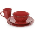 thumbnail image 3 of Elama Rustic Birch 16 Piece Stoneware Dinnerware Set in Red, 3 of 9