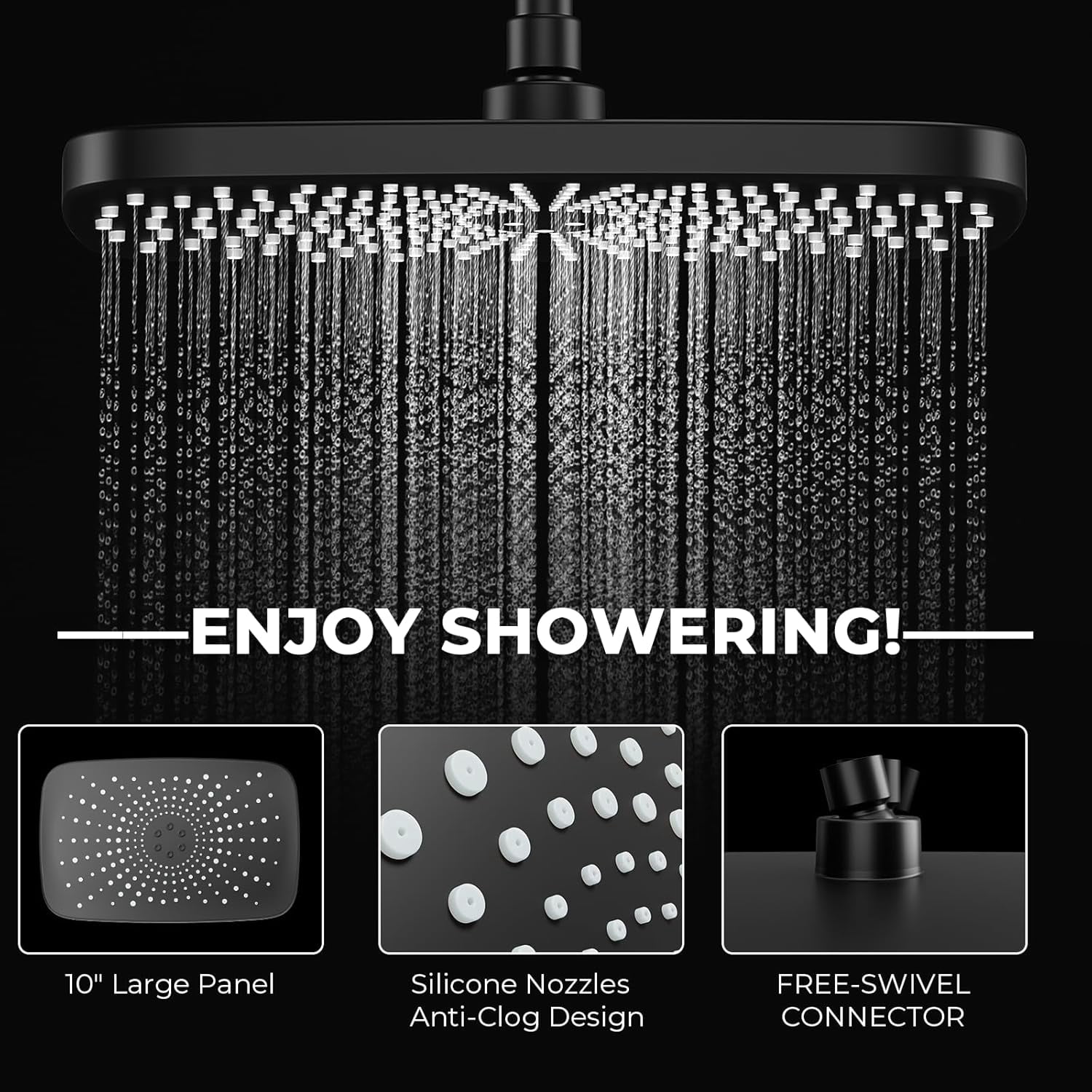 Wide Rain Shower Head With 5 Modes Handheld Showerheads, High Pressure Showerhead Combo with Extension Arm for Bathroom Accessories, Adjustable Shower Head with Anti-Clog Nozzles (Chrome)