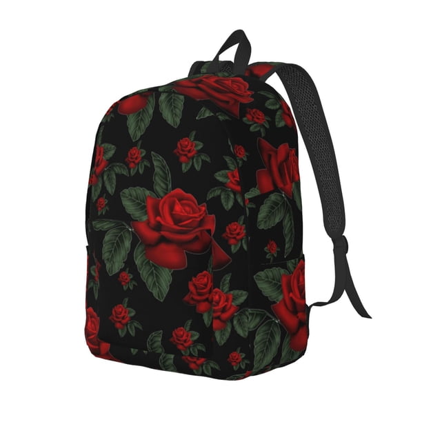 Balery Roses Mochila Clásica Impresa Básica para Viaje, Mochila Escolar Resistente al Agua, Mochila de Lona con Correas Ajustables-Medium