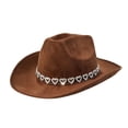 thumbnail image 4 of Gtoiithly Cowboy Hat Glitter Hearts Rhinestone Felt Wide Brim Cowgirl Hat with Adjustable Lanyard for Men Women Coffee, 4 of 4