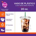 thumbnail image 2 of 100 Vasos de Plastico de 20 oz (591 ml) con Tapa Plana, Perfecta para Popotes,Transparentes,  Café, Chocolate, Bebidas Frias, Batidos, Malteadas, 2 of 5