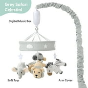The Peanutshell Safari Musical Baby Mobile Crib with 12 Soothing Lullabies, Grey Safari Celestial