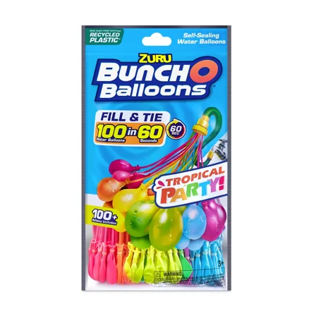 ELVY- Bunch O Balloons 100 Rapid-Fill Crazy Color Water Balloons, Multi-Colored