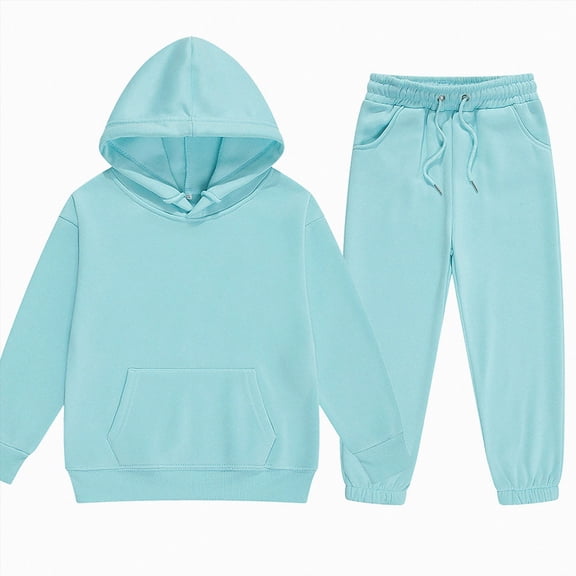 HFHAPW Boys Girls Sweatpants Set 2 Piece Fleece Pullover Hoodie Sweatshirt and Jogger Outfits 2-13 T Girls Casual Activewear Set Sweatsuit(Blue,3-4 Y)