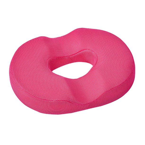 Inteprter Almohada de donut antideslizante de poliéster para alivio de hemorroides y cojín de asiento cómodo memoria de coxis Decoración del hogar Rosa roja