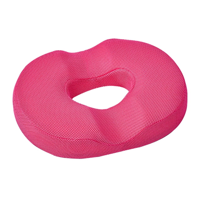 Inteprter Almohada de donut antideslizante de poliéster para alivio de hemorroides y cojín de asiento cómodo memoria de coxis Decoración del hogar Rosa roja