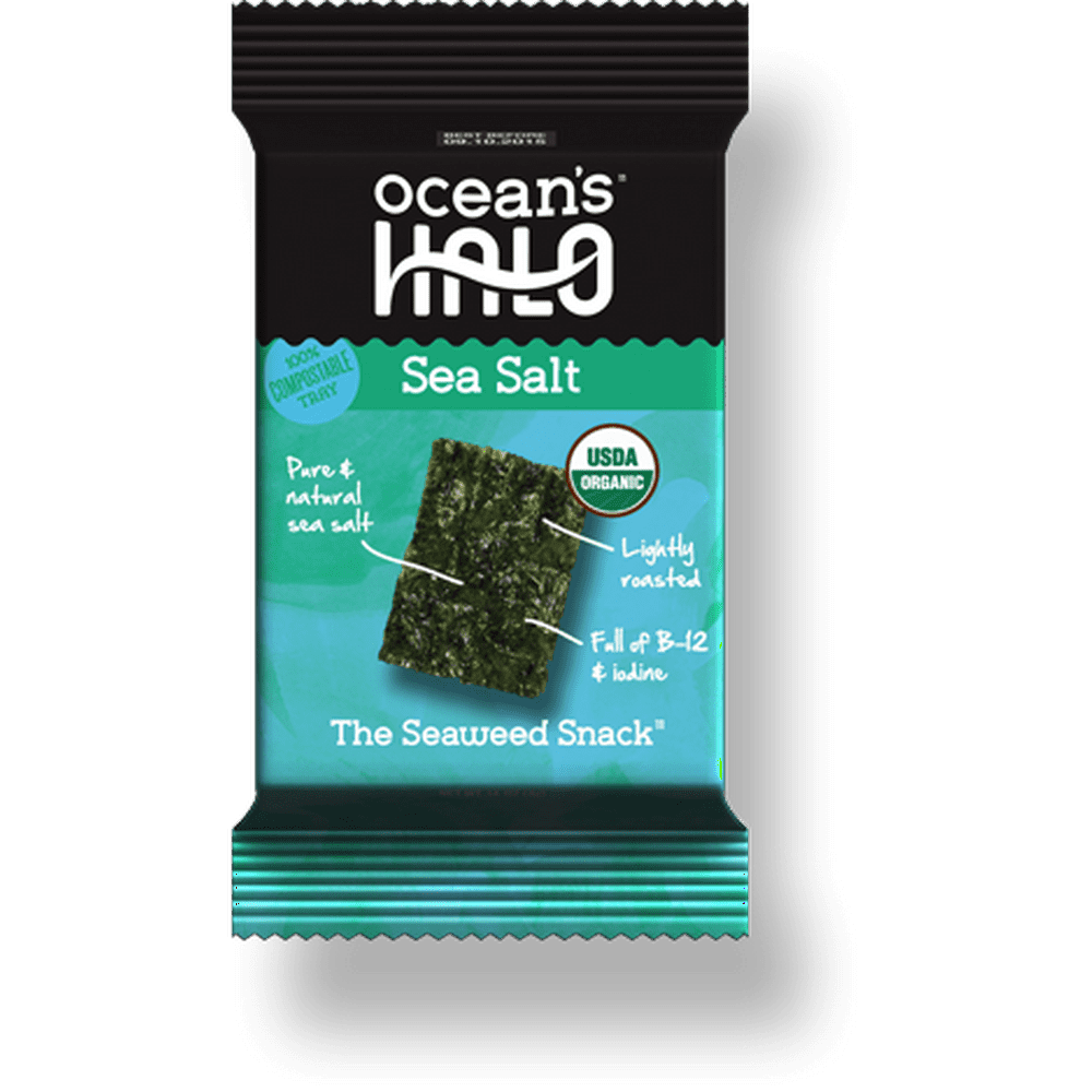 Ocean's Halo Organic Seaweed Snack - Sea Salt 0.14oz Unit, 12 Unit Case ...