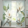 thumbnail image 2 of Botanical Flowers Sheer Curtains 63 Inches Length 2 Panels Set, Window Sheer Curtains for Living Room/Bedroom, Country Magnolia Leaves Branches Light Filtering Rod Pocket Curtain 52'' x 63'' x 2, 2 of 7