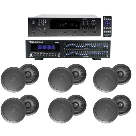 6000w 6-Zone, Home Theater Bluetooth Receiver 12) Black 6.5" Ceiling Speakers EQ