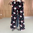 thumbnail image 2 of Pantalones de pijama de terciopelo navideño con gato de dibujos animados para mujer, pantalones casuales de franela de otoño e invierno para uso doméstico y al aire libre, 2 of 5