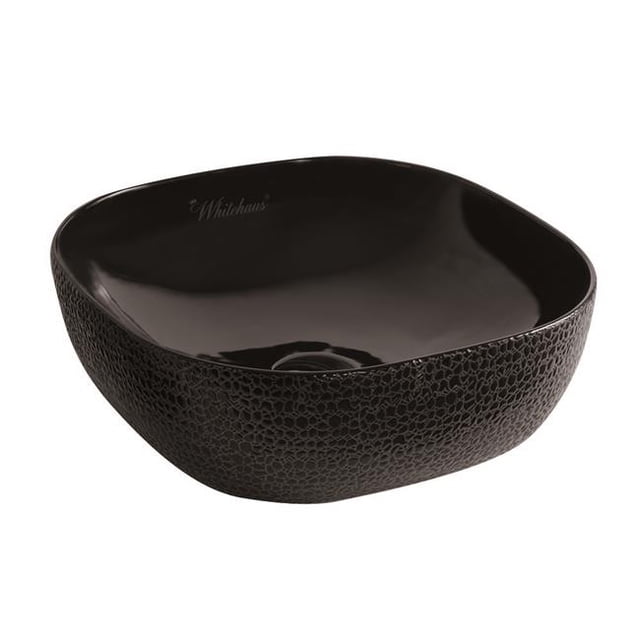Whitehaus Collection WH71301-F04 Isabella Plus Collection Square Above Mount Basin with Center Drain - Black