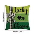 thumbnail image 3 of St Patricks Day Pillow Cover 17.7x17.7 inch Green Shamrock Clover Lucky Decorative Farmhouse Throw Pillows St Patrick's Day Cushion Case for Sofa Couch Home Bed Decor, 3 of 6