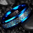 thumbnail image 3 of VAKKI 8mm Blue Carbon Fiber Inlay Tungsten Carbide Celtic Dragon Rings for Men Wedding Band Beveled Edge Size 5-14, 3 of 5